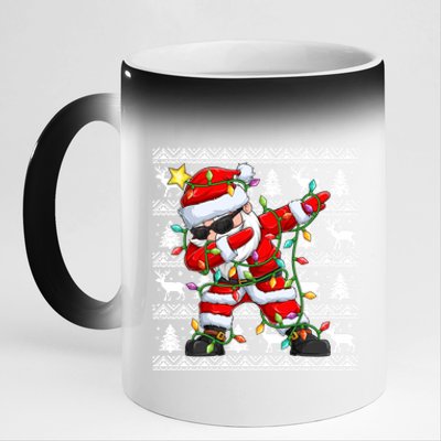 Ugly Christmas Sweater Dabbing Santa Gift 11oz Black Color Changing Mug