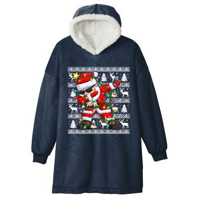 Ugly Christmas Sweater Dabbing Santa Gift Hooded Wearable Blanket