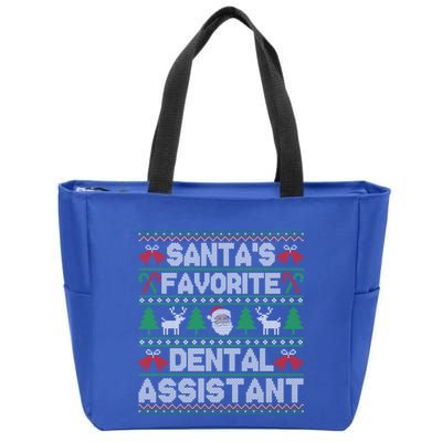 Ugly Christmas SantaS Favorite Dental Assistant Gift Zip Tote Bag