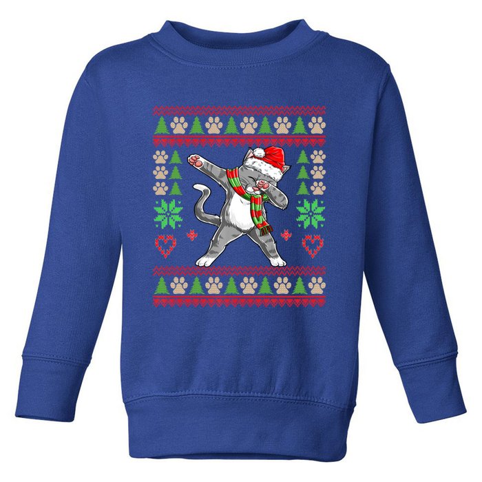 Ugly Christmas Sweater With Dabbing Cat Santa Hat Boys Gift Toddler Sweatshirt