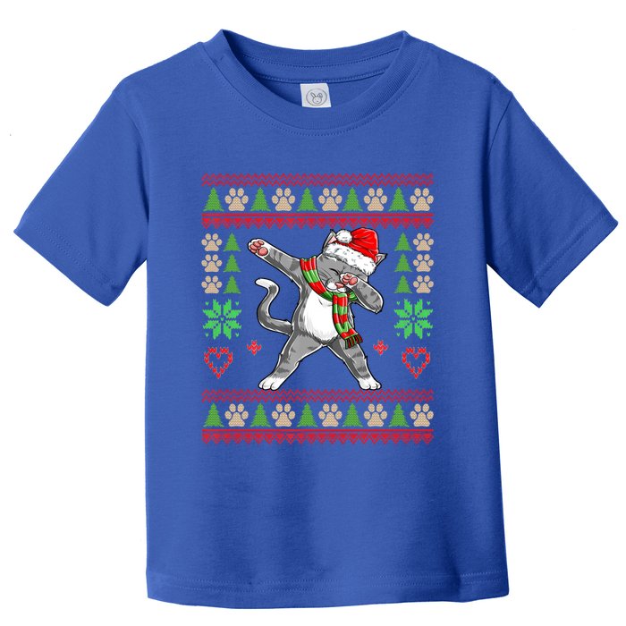 Ugly Christmas Sweater With Dabbing Cat Santa Hat Boys Gift Toddler T-Shirt