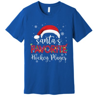 Ugly Christmas SantaS Favorite Hockey Player Xmas Gift Premium T-Shirt