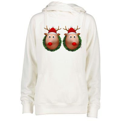 Ugly Christmas Sweater Merry Titmas Reindeer Boobs Naughty Gift Womens Funnel Neck Pullover Hood