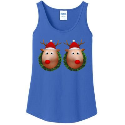 Ugly Christmas Sweater Merry Titmas Reindeer Boobs Naughty Gift Ladies Essential Tank