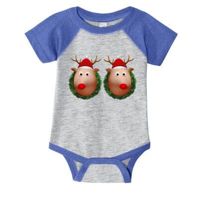 Ugly Christmas Sweater Merry Titmas Reindeer Boobs Naughty Gift Infant Baby Jersey Bodysuit