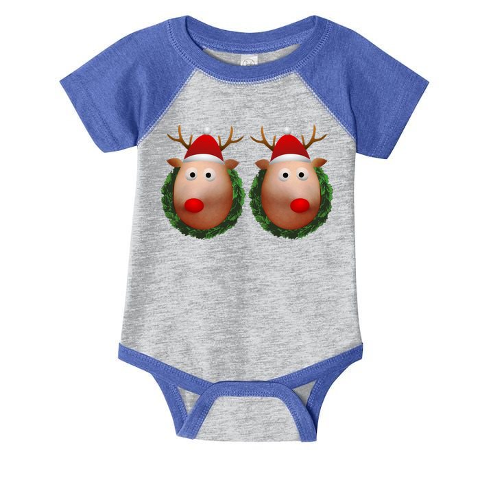 Ugly Christmas Sweater Merry Titmas Reindeer Boobs Naughty Gift Infant Baby Jersey Bodysuit