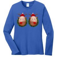 Ugly Christmas Sweater Merry Titmas Reindeer Boobs Naughty Gift Ladies Long Sleeve Shirt