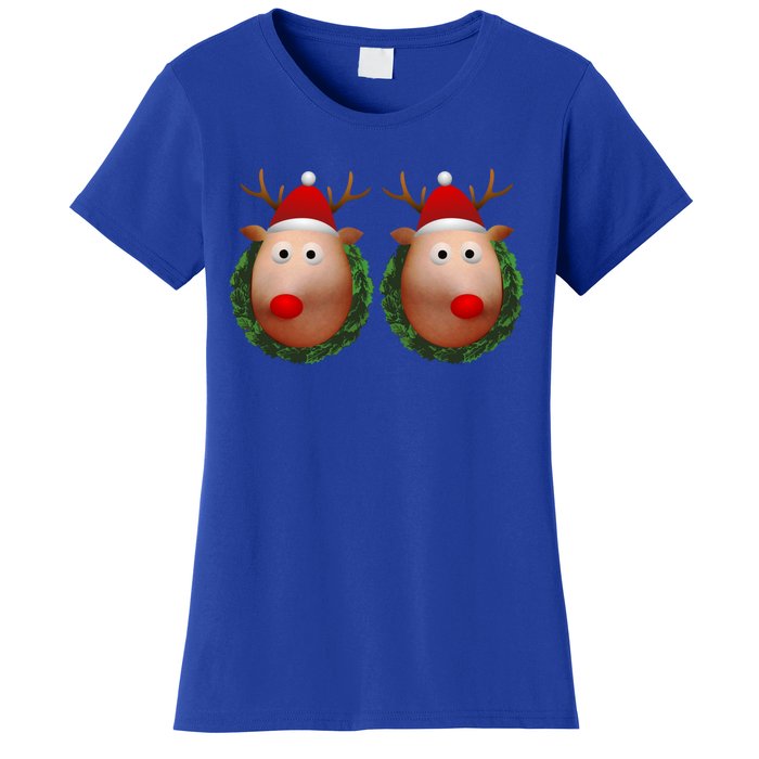 Ugly Christmas Sweater Merry Titmas Reindeer Boobs Naughty Gift Women's T-Shirt