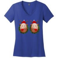 Ugly Christmas Sweater Merry Titmas Reindeer Boobs Naughty Gift Women's V-Neck T-Shirt