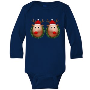 Ugly Christmas Sweater Merry Titmas Reindeer Boobs Naughty Gift Baby Long Sleeve Bodysuit