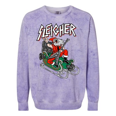 Ugly Christmas Sweater Sleigher Heavy Metal Santa Xmas Colorblast Crewneck Sweatshirt