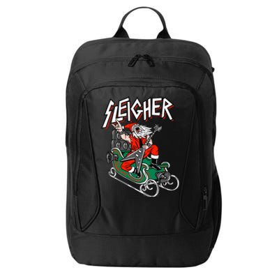 Ugly Christmas Sweater Sleigher Heavy Metal Santa Xmas City Backpack