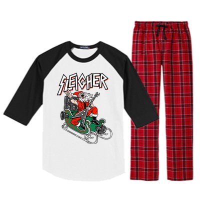 Ugly Christmas Sweater Sleigher Heavy Metal Santa Xmas Raglan Sleeve Pajama Set