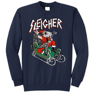 Ugly Christmas Sweater Sleigher Heavy Metal Santa Xmas Tall Sweatshirt