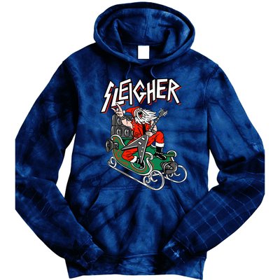 Ugly Christmas Sweater Sleigher Heavy Metal Santa Xmas Tie Dye Hoodie