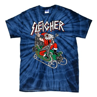 Ugly Christmas Sweater Sleigher Heavy Metal Santa Xmas Tie-Dye T-Shirt