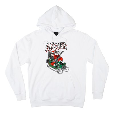 Ugly Christmas Sweater Sleigher Heavy Metal Santa Xmas Hoodie