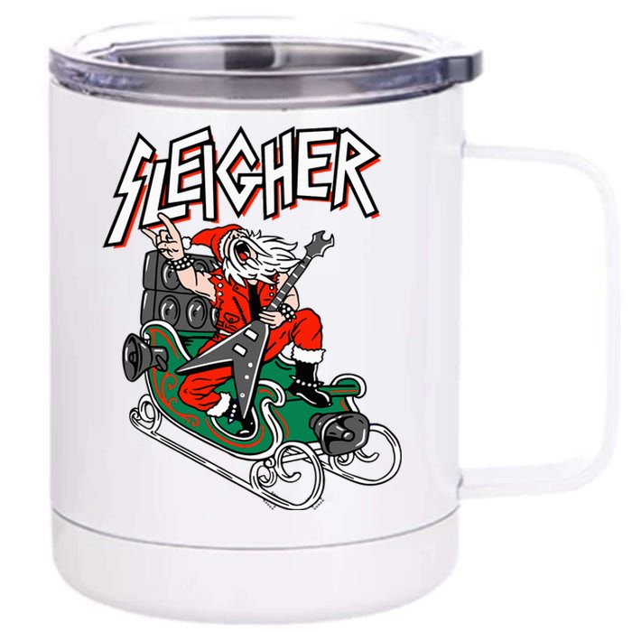 Ugly Christmas Sweater Sleigher Heavy Metal Santa Xmas 12 oz Stainless Steel Tumbler Cup