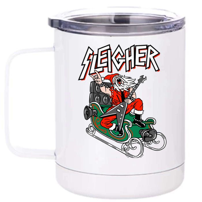 Ugly Christmas Sweater Sleigher Heavy Metal Santa Xmas 12 oz Stainless Steel Tumbler Cup