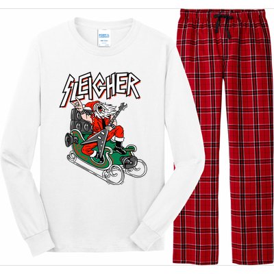 Ugly Christmas Sweater Sleigher Heavy Metal Santa Xmas Long Sleeve Pajama Set