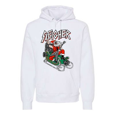 Ugly Christmas Sweater Sleigher Heavy Metal Santa Xmas Premium Hoodie