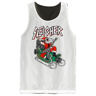 Ugly Christmas Sweater Sleigher Heavy Metal Santa Xmas Mesh Reversible Basketball Jersey Tank