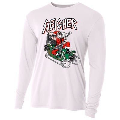 Ugly Christmas Sweater Sleigher Heavy Metal Santa Xmas Cooling Performance Long Sleeve Crew