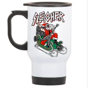 Ugly Christmas Sweater Sleigher Heavy Metal Santa Xmas Stainless Steel Travel Mug