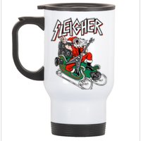 Ugly Christmas Sweater Sleigher Heavy Metal Santa Xmas Stainless Steel Travel Mug