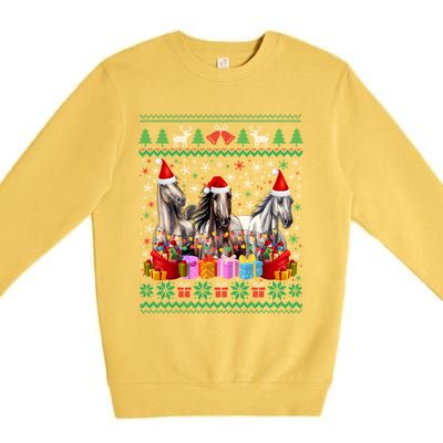 Ugly Christmas Sweater Santa Hat Xmas Horse Lover Animal Premium Crewneck Sweatshirt