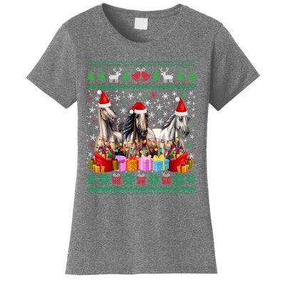 Ugly Christmas Sweater Santa Hat Xmas Horse Lover Animal Women's T-Shirt