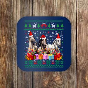 Ugly Christmas Sweater Santa Hat Xmas Horse Lover Animal Coaster