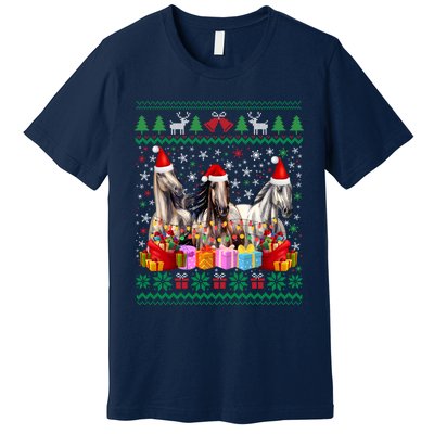 Ugly Christmas Sweater Santa Hat Xmas Horse Lover Animal Premium T-Shirt