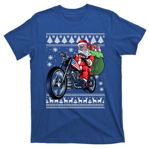 Ugly Christmas Santa Claus With Motorcycle Xmas Tree T-Shirt