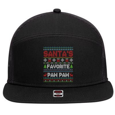 Ugly Christmas Sweater Style Funny SantaS Favorite Paw Paw Great Gift 7 Panel Mesh Trucker Snapback Hat