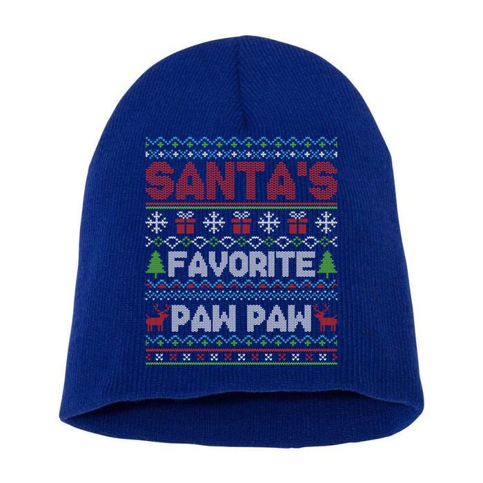 Ugly Christmas Sweater Style Funny SantaS Favorite Paw Paw Great Gift Short Acrylic Beanie