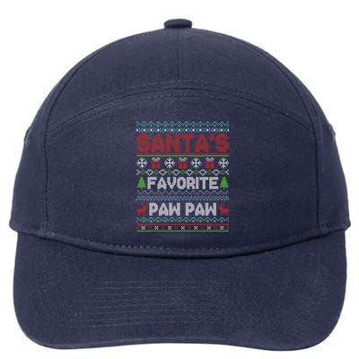 Ugly Christmas Sweater Style Funny SantaS Favorite Paw Paw Great Gift 7-Panel Snapback Hat