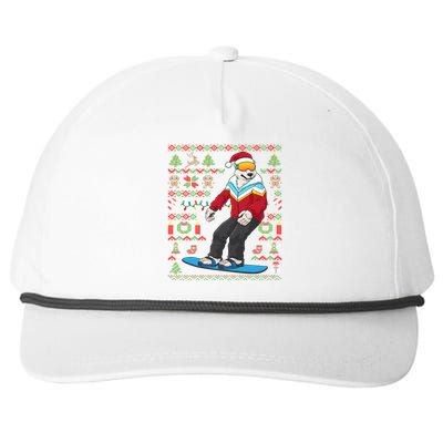 Ugly Christmas Snowboard Polar Bear Ski Funny Gift Snapback Five-Panel Rope Hat