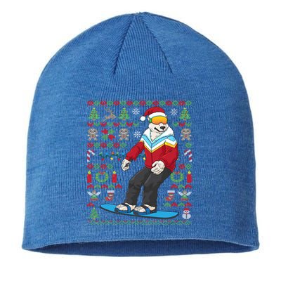 Ugly Christmas Snowboard Polar Bear Ski Funny Gift Sustainable Beanie