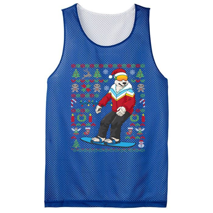 Ugly Christmas Snowboard Polar Bear Ski Funny Gift Mesh Reversible Basketball Jersey Tank