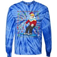 Ugly Christmas Snowboard Polar Bear Ski Funny Gift Tie-Dye Long Sleeve Shirt