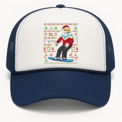 Ugly Christmas Snowboard Polar Bear Ski Funny Gift Trucker Hat