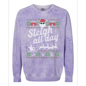 Ugly Christmas Sweater Santa Sleigh All Day Gift Colorblast Crewneck Sweatshirt