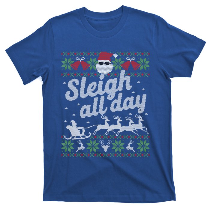 Ugly Christmas Sweater Santa Sleigh All Day Gift T-Shirt