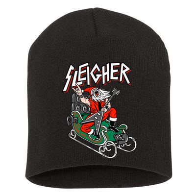 Ugly Christmas Sweater Sleigher Heavy Metal Santa Xmas Short Acrylic Beanie