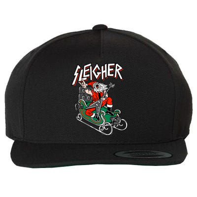 Ugly Christmas Sweater Sleigher Heavy Metal Santa Xmas Wool Snapback Cap