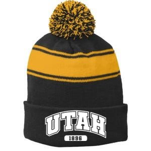 Utah Collegiate Style 1896 Stripe Pom Pom Beanie