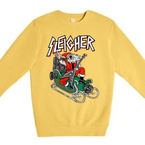 Ugly Christmas Sweater Sleigher Heavy Metal Santa Xmas Cool Gift Premium Crewneck Sweatshirt