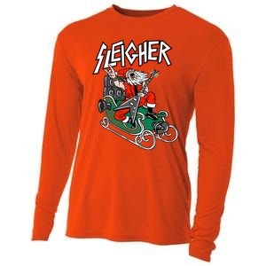 Ugly Christmas Sweater Sleigher Heavy Metal Santa Xmas Cool Gift Cooling Performance Long Sleeve Crew