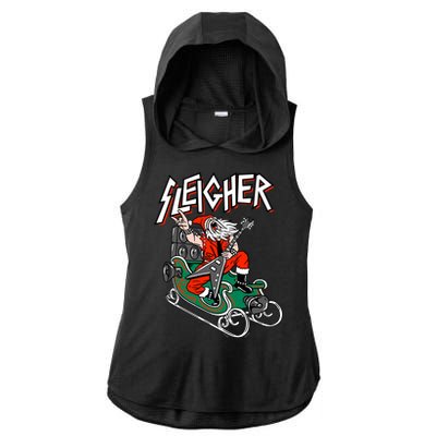 Ugly Christmas Sweater Sleigher Heavy Metal Santa Xmas Cool Gift Ladies PosiCharge Tri-Blend Wicking Draft Hoodie Tank